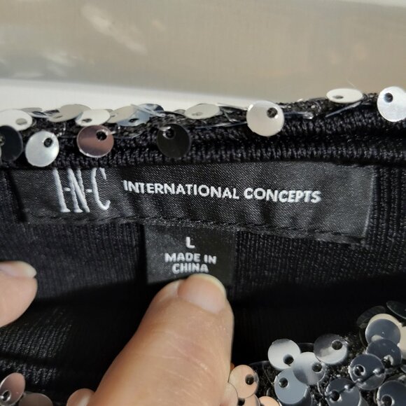 INC INTERNATIONAL CONCEPTS SEQUIN OFF SHOULDER SWEATER TOP SZ L - Picture 6 of 7
